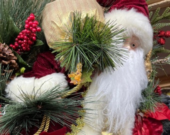 Père Noël classique/couronne de père Noël Chris Kringle/couronne de père Noël traditionnelle