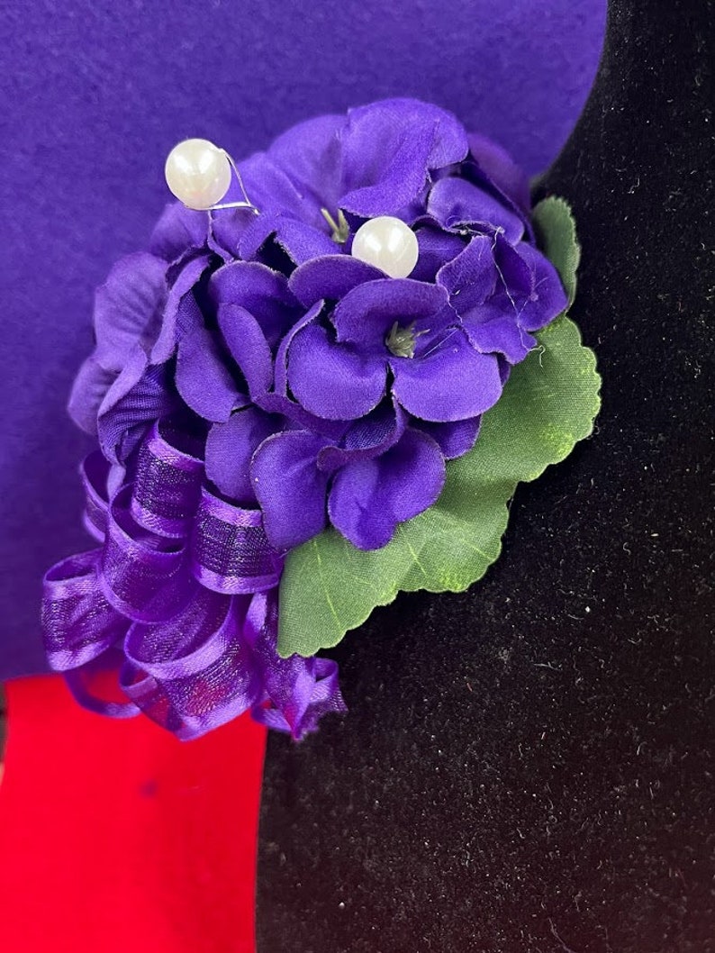 African Violet Corsage/Sorority Corsage/Ceremony Corsage/Purple Corsage/made to order corsage/crossing gift/DST gift image 2