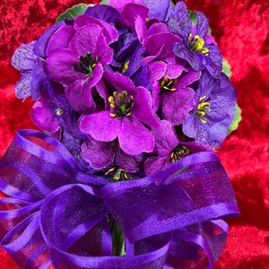 Purple Violet Corsage: Magnetic Flower Brooch