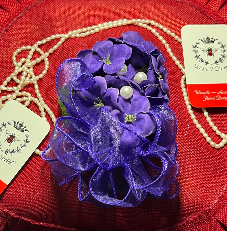 African Violet Corsage/Sorority Corsage/Ceremony Corsage/Purple Corsage/made to order corsage/crossing gift/DST gift image 4