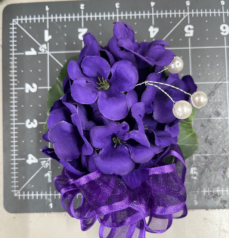 African Violet Corsage/Sorority Corsage/Ceremony Corsage/Purple Corsage/made to order corsage/crossing gift/DST gift image 10