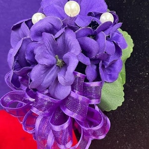 African Violet Corsage/Sorority Corsage/Ceremony Corsage/Purple Corsage/made to order corsage/crossing gift/DST gift image 1