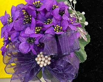 Special Edition/African Violet Corsage/Sorority Corsage/Ceremony Corsage/Purple Corsage/made to order corsage/crossing gift/DST gift