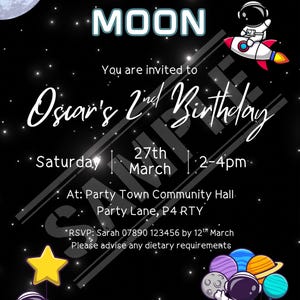 Two the Moon - 2nd Birthday Party Invite