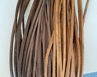 Correa de piel cuadrada, correa de piel, cordón de piel, correa de piel de búfalo de agua, 100 cm de largo, 3 mm de ancho, disponible en varios colores.