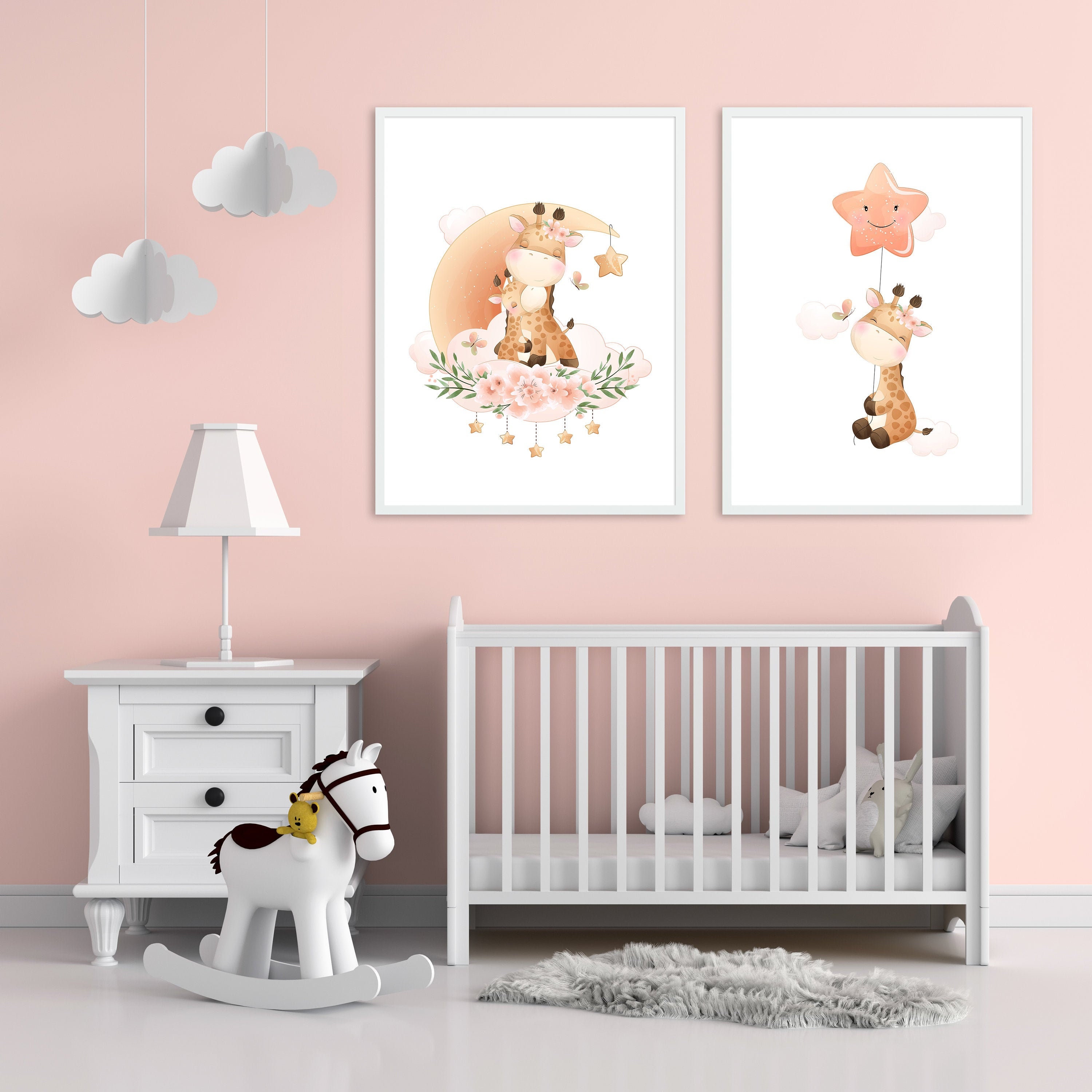 Baby Giraffe Prints Nursery Print Nursery Decor Baby Room Etsy