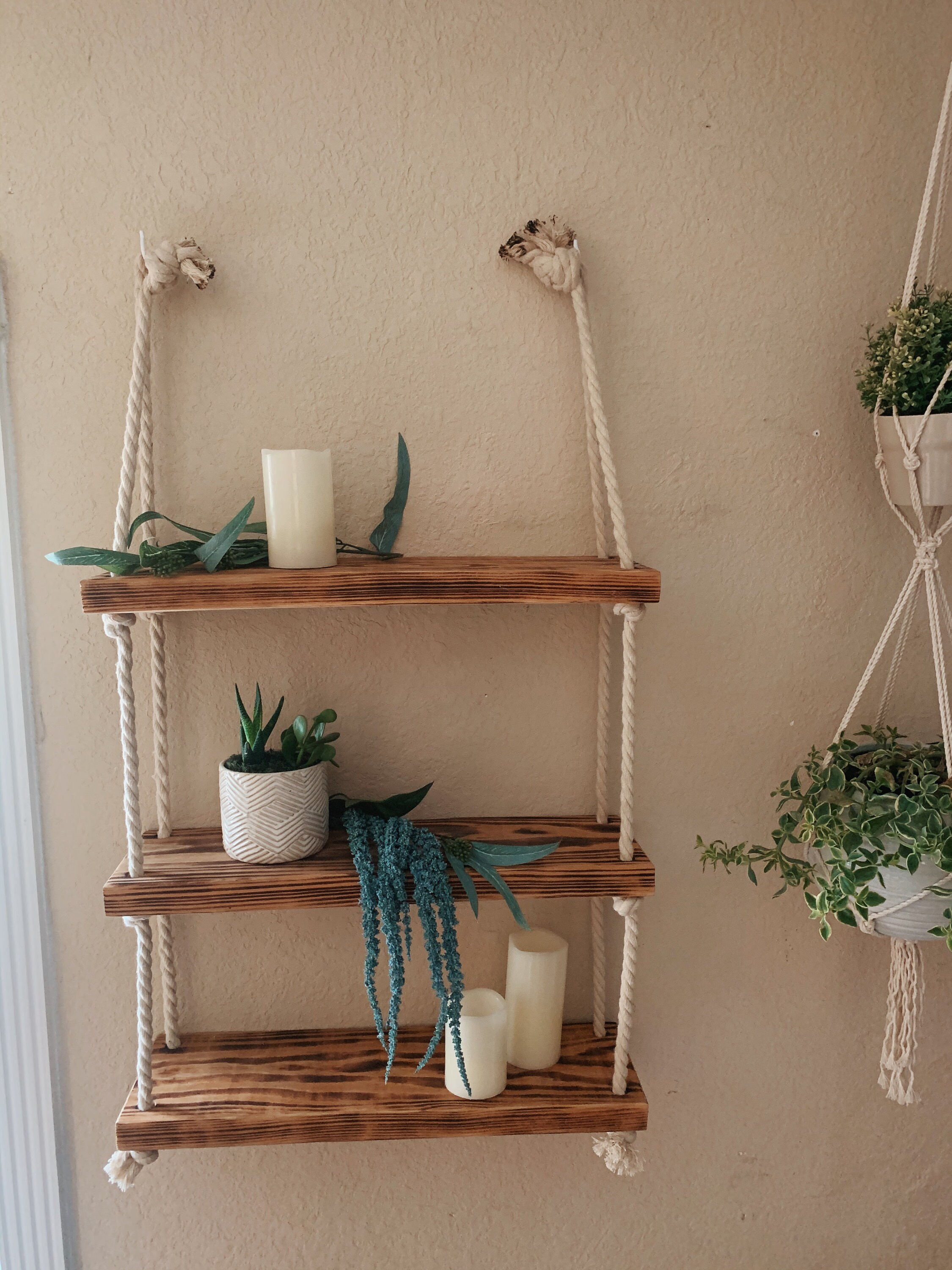 Reclaimed Wood Hanging Shelf Etsy