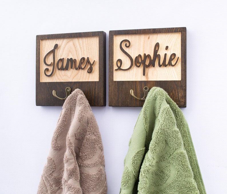 Personalized Towel Hook Bathroom Wall Decor Bathroom Name - Etsy