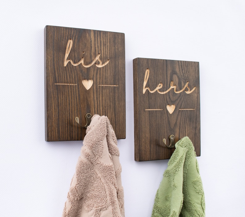 Bathroom Towel Hooks, set of 2, his hers key holder, his hers wall decor, his hers hooks, towel rack bathroom, towel hooks for couple