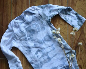 Hand-dyed 18 month organic cotton long-sleeve baby onesie