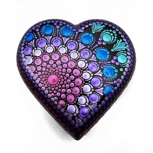Mandala Heart, Metallic pink, purple, blue, green
