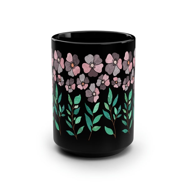 15 oz Abstract Mug dad Mothers day gift, Men Flower reward cup, Floral unisex Stein present, Flower jug award, Bloom bowl cask vessel