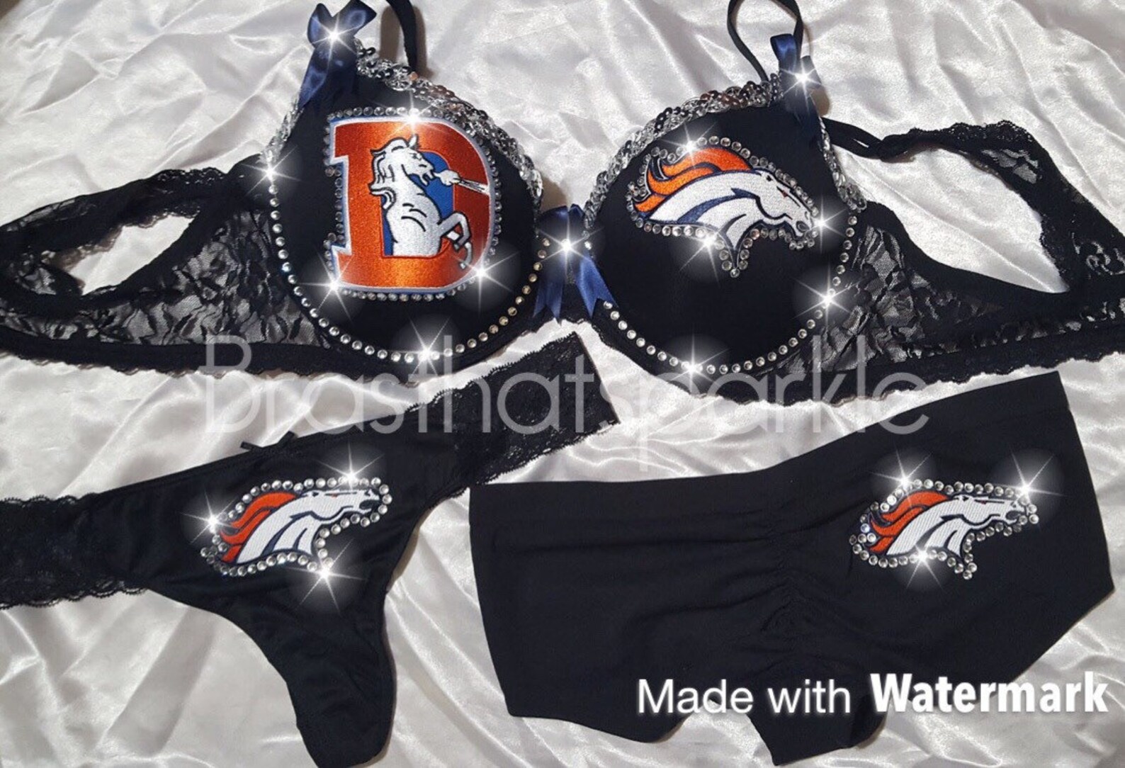 Denver Broncos bra set3 piece bra setDenver Broncos bra Etsy