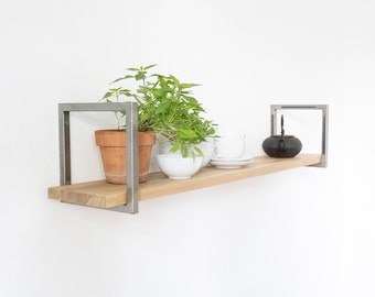 Wall Shelf Metal Wood Industrial