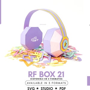 RF BOX 21 - Template Headphones Paper - Does NOT include photo design - Blank template - Svg - Pdf - Studio