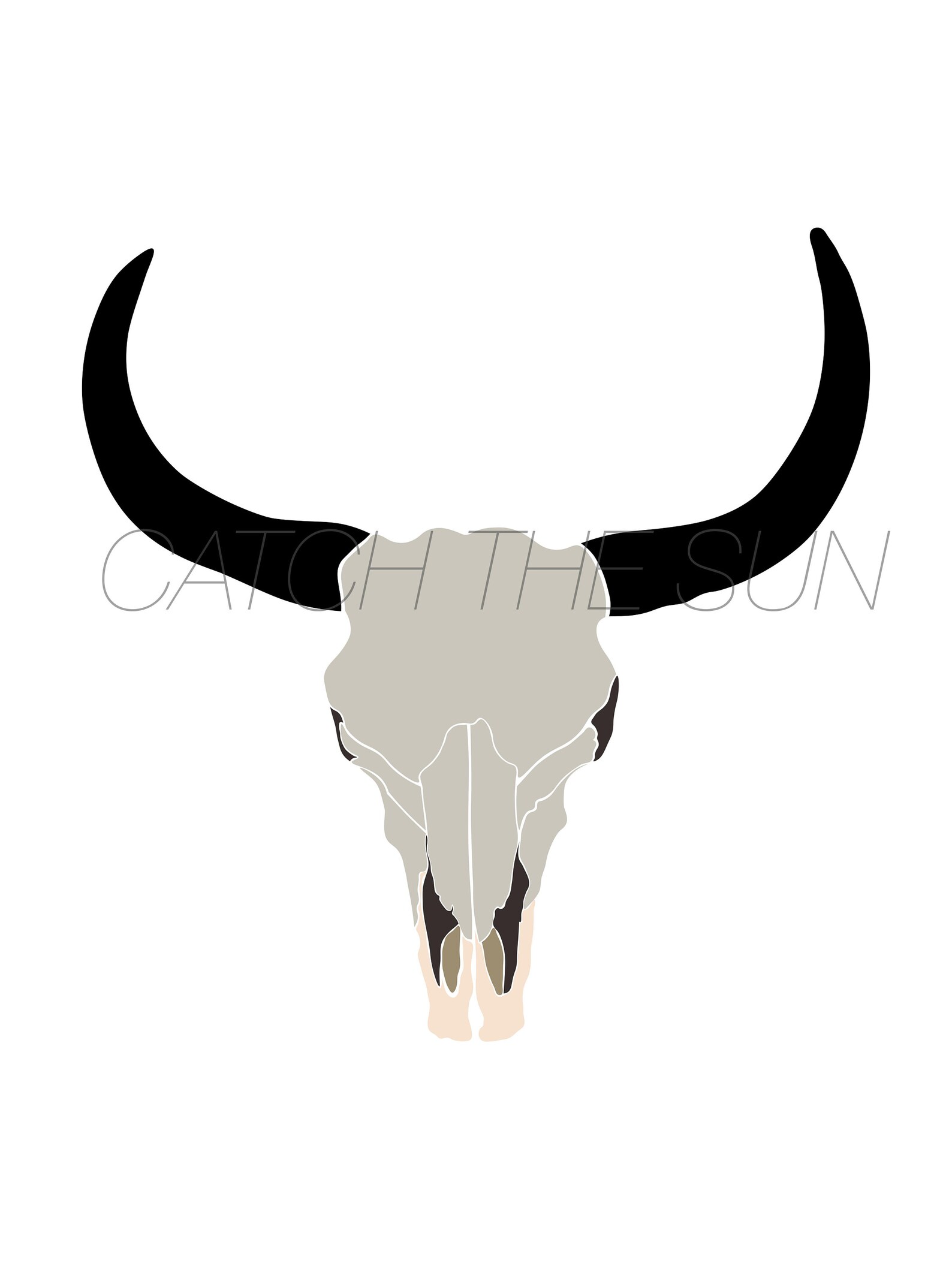 Minimalist Cow Skull Neutral Color Printable Wall Art Etsy