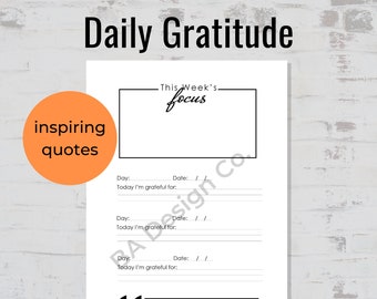 daily gratitude journal | printable pdf journal | weekly reflections | self care | mindfulness