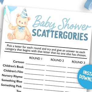 Scattergories Printable Baby Shower Game Digital Baby Shower ...