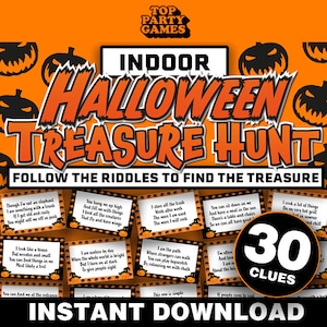 Indoor Halloween Treasure Hunt Game for Kids || Halloween Treasure Hunt Cards || Printable Halloween Scavenger Hunt Inside Treasure Hunt