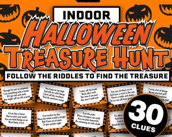 Indoor Halloween Treasure Hunt Game for Kids || Halloween Treasure Hunt Cards || Printable Halloween Scavenger Hunt Inside Treasure Hunt