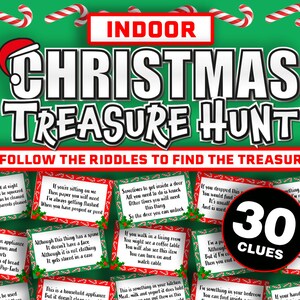 Jogo de caça ao tesouro de Natal interno para crianças || Cartões de caça ao tesouro de Natal || Caça ao tesouro de Natal para impressão dentro