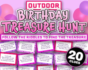 Outdoor Treasure Hunt Game for Kids || Treasure Hunt Clues || Printable Scavenger Hunt Birthday Treasure Hunt for Teens || Outside Tresure