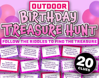 Outdoor Treasure Hunt Game for Kids || Treasure Hunt Clues || Printable Scavenger Hunt Birthday Treasure Hunt for Teens || Outside Tresure