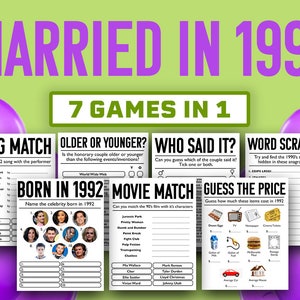 31st Anniversary Party Games || Married In 1992 Games Bundle || Printable Games || 31st Anniversary Games || 1992 Trivia Game || 1992 Quiz