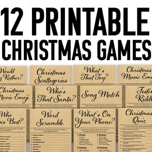 12 Christmas Games Printable Bundle  || Christmas Party Games for Kids || Games for Christmas Games Bundle || Holiday Games Family Virtual