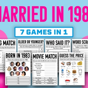 40th Anniversary Party Games || Married In 1983 Games Bundle || Printable Games || 40th Anniversary Games || 1983 Trivia Game || 1983 Quiz