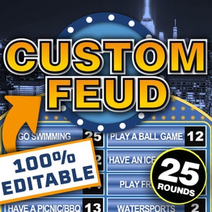 Custom Feud Family Powerpoint Party Game || Editable Family Feud Quiz Game || Mac and PC Compatible || Games for Adults and Kids Games Night
