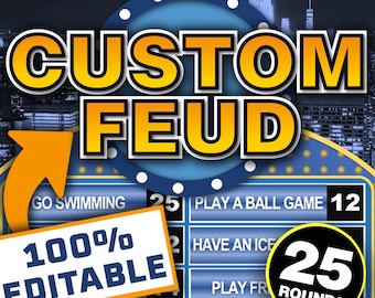 Jeu de fête Powerpoint familial Feud personnalisé || Jeu de quiz Family Feud modifiable || Compatibilité Mac et PC || Soirée jeux pour adultes et enfants