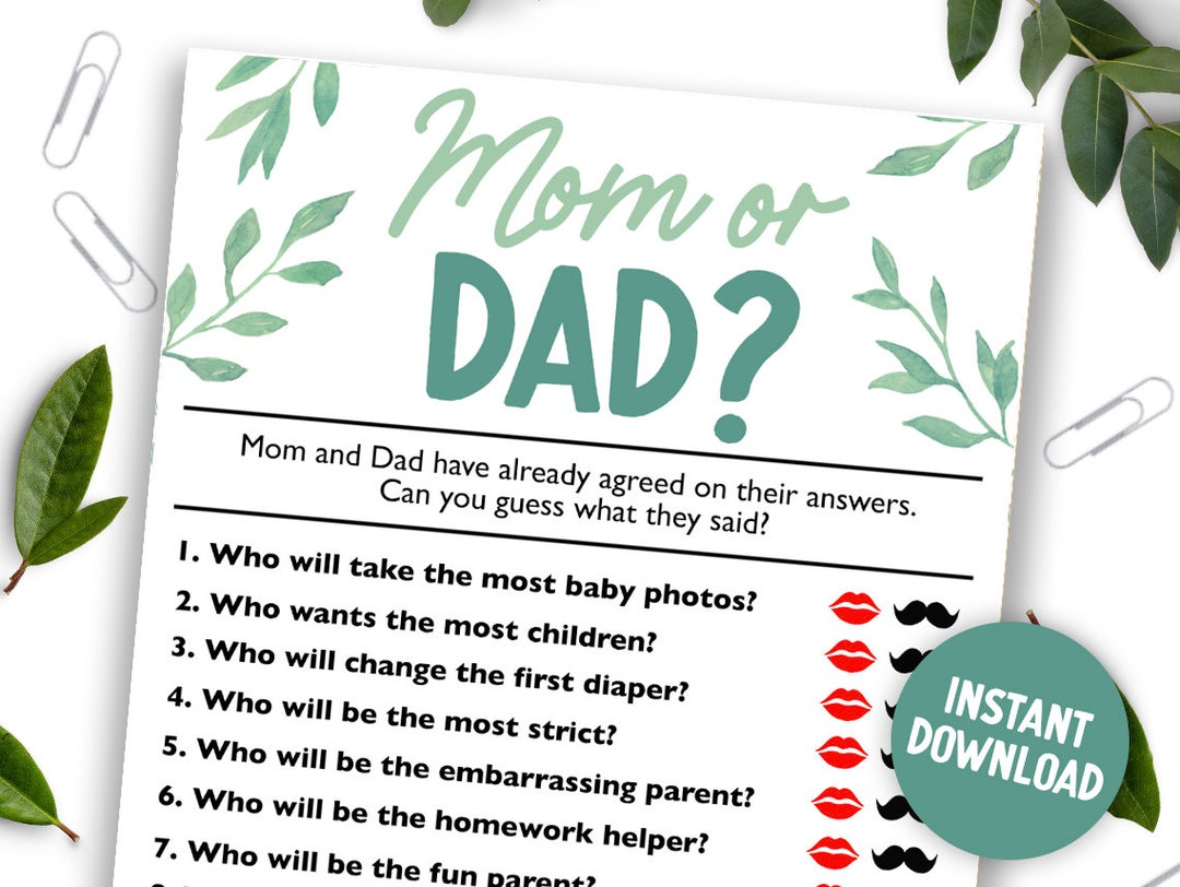 Mom or Dad Printable Baby Shower Game Digital Baby Shower - Etsy