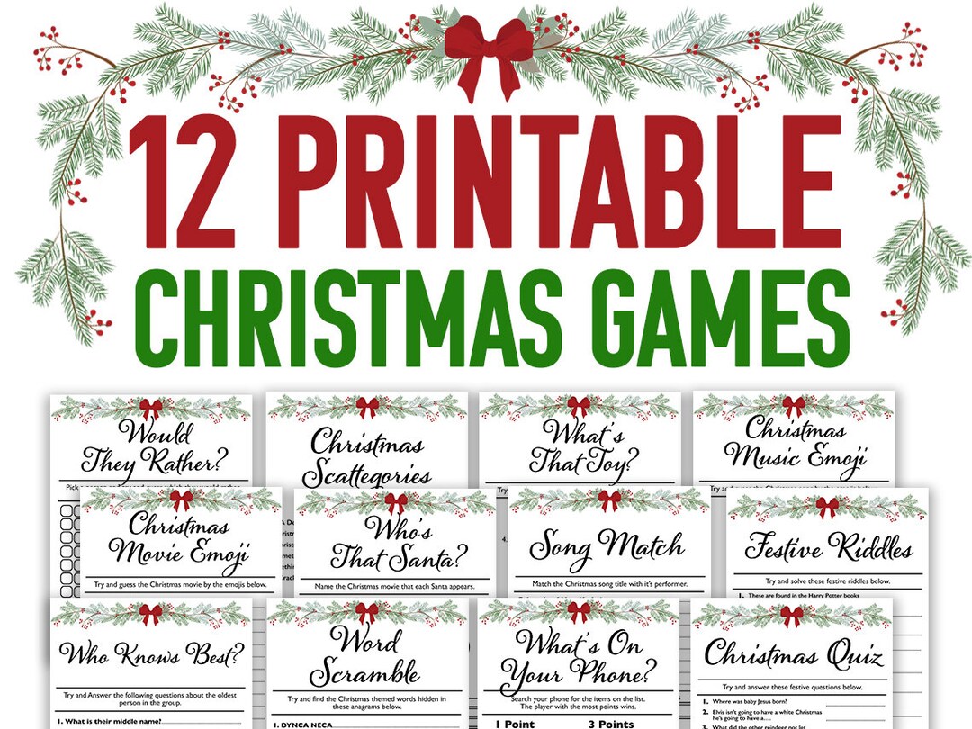 12 Christmas Games Printable Bundle || Christmas Party Games for Kids ...