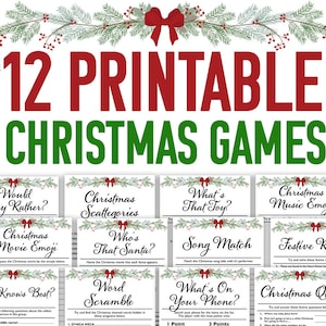 12 Christmas Games Printable Bundle  || Christmas Party Games for Kids || Games for Christmas Games Bundle || Holiday Games Family Virtual