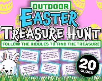 Outdoor Easter Treasure Hunt Game for Kids || Easter Treasure Hunt Cards || Printable Easter Scavenger Hunt Outdoor || Easter Egg Hunt
