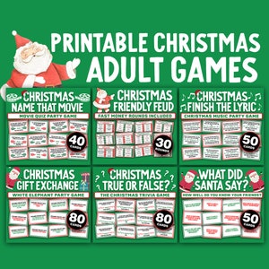 Printable Christmas Adult Games Bundle || Christmas Party Games for ...