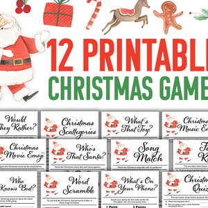 12 Christmas Games Printable Bundle  || Christmas Party Games for Kids || Games for Christmas Games Bundle || Holiday Games Family Virtual