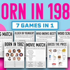 41st Birthday Party Games || Born In 1982 Games Bundle || Printable Games || 41st Birthday Games || 1982 Trivia Game || 1982 Quiz