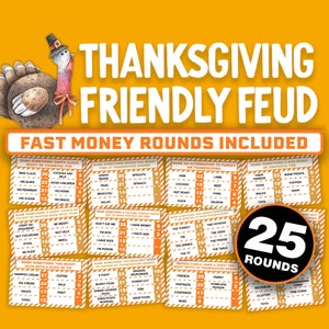 Printable Thanksgiving Friendly Feud Game || Printable Thanksgiving Family Feud Game || Downloadable Thanksgiving Party Games for Kids