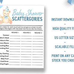 Scattergories Printable Baby Shower Game Digital Baby Shower ...