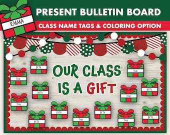 Present Christmas Bulletin Board Kit || December Bulletin Boards Digital || Winter Bulletin Board Printable || Christmas Classroom Decor