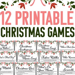 12 Christmas Games Printable Bundle  || Christmas Party Games for Kids || Games for Christmas Games Bundle || Holiday Games Family Virtual