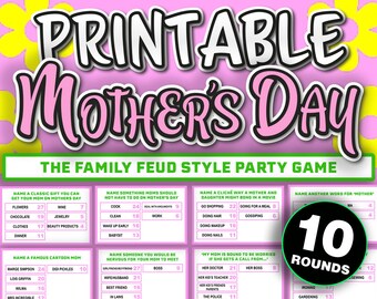 Printable Mothers Day Trivia Game || Printable Mothers Day Family Feud Game || Downloadable Mothers Day Quiz Party Games for Kids