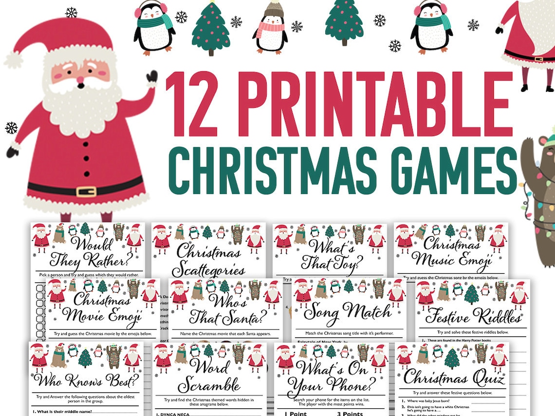 12 Christmas Games Printable Bundle || Christmas Party Games for Kids ...