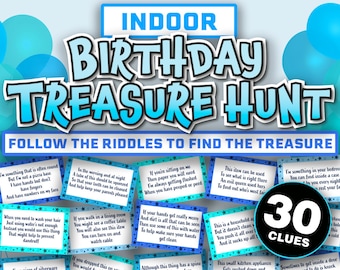 Boy Indoor Treasure Hunt Game for Kids || Treasure Hunt Clues || Printable Scavenger Hunt Birthday Treasure Hunt for Teens || Inside Tresure