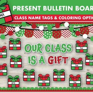 Present Christmas Bulletin Board Kit || December Bulletin Boards Digital || Winter Bulletin Board Printable || Christmas Classroom Decor