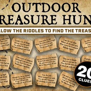 Outdoor Treasure Hunt Game for Kids || Treasure Hunt Clues || Printable Scavenger Hunt Pirate Treasure Hunt for Teens || Outside Tresure