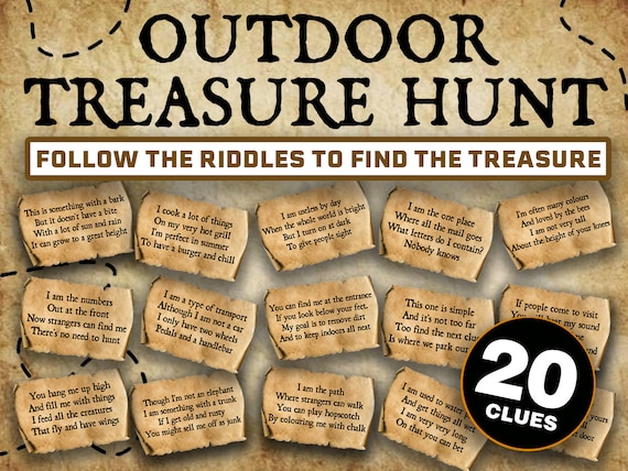 Outdoor Treasure Hunt Game for Kids || Treasure Hunt Clues || Printable Scavenger Hunt Pirate Treasure Hunt for Teens || Outside Tresure