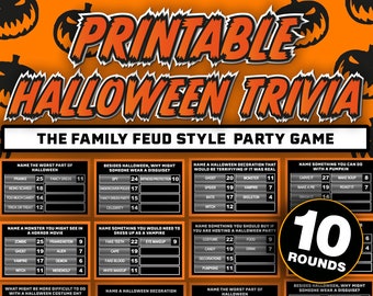 Printable Halloween Trivia Game || Printable Halloween Family Feud Game || Downloadable Halloween Quiz Party Games for Kids | Halloween Game